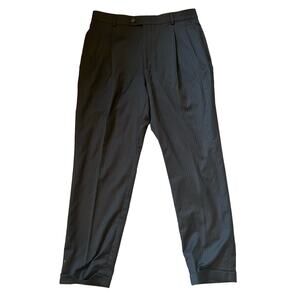 Stafford performance men’s 100% wool dress pants black blue pinstripe size 34x30